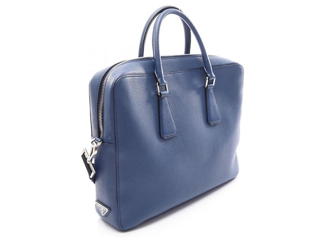 Sac à main et porte-documents 2-en-1 Prada VITELLO GRAIN Bleu - vue 2