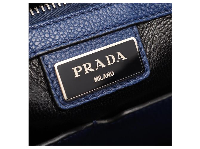 Sac à main et porte-documents 2-en-1 Prada VITELLO GRAIN Bleu - vue 4