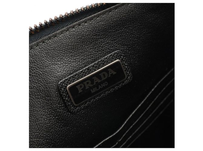 Sac à main Prada PRADA Second Bag Clutch en cuir Saffiano bleu marine - vue 4