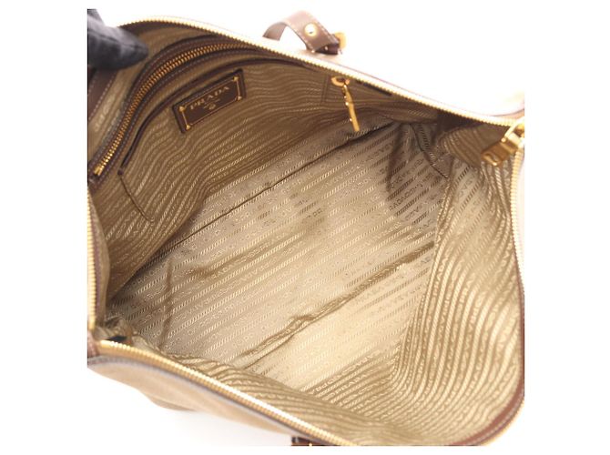 Saco Tote 2-Way Prada Logo Jacquard Marrom Bege - vista 3