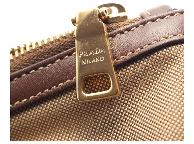 Saco Tote 2-Way Prada Logo Jacquard Marrom Bege - vista 9