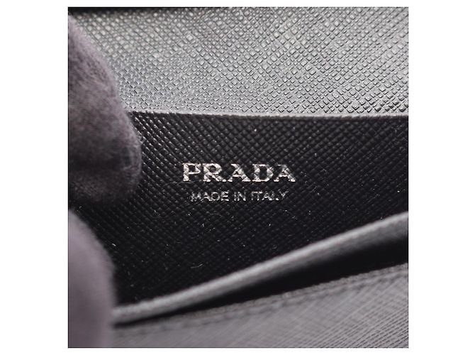 Porta-cartões de visita Prada em couro Saffiano preto - vista 4