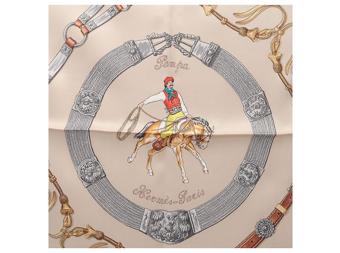 Hermès Pañuelo Hermes Carre 70 Pampa Multicolor Beige - vista 5
