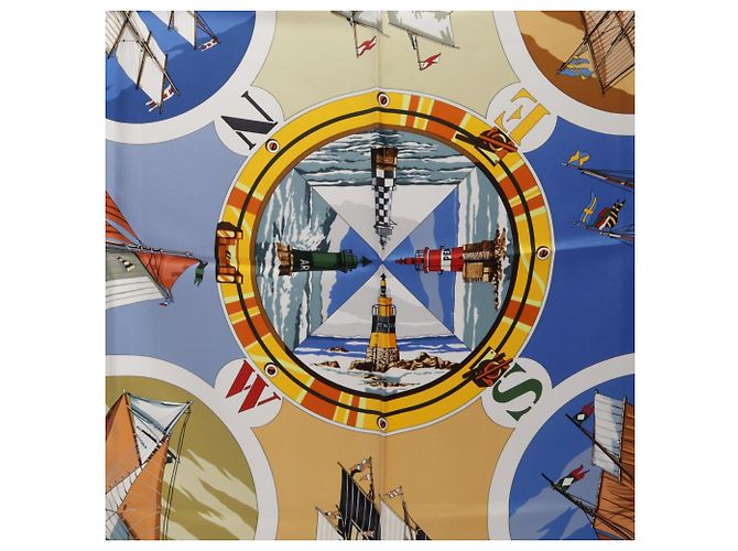 Hermès Hermes Carre 90 Belles Amures Schal Blau Mehrfarben Gelb - Ansicht 4