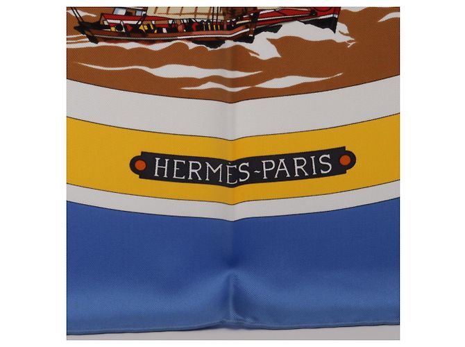 Hermès Hermes Carre 90 Belles Amures Schal Blau Mehrfarben Gelb - Ansicht 5