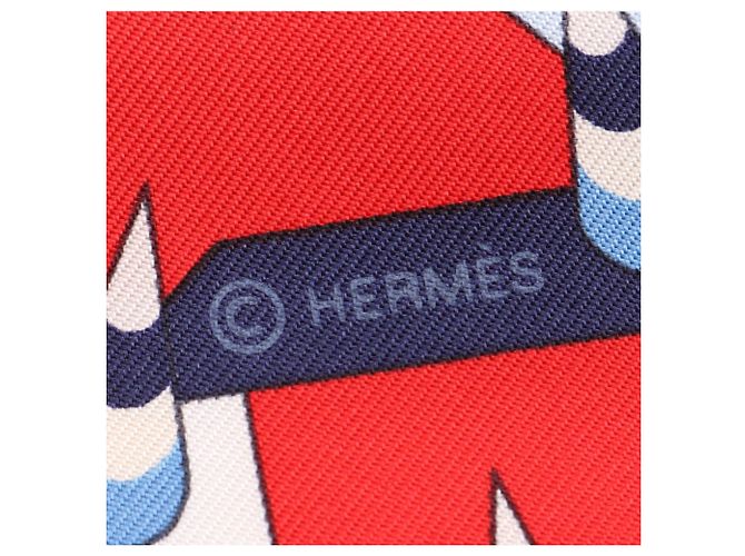 Hermès Hermes Carre 90 La Source de Pegase Schal Rot Blau - Ansicht 2