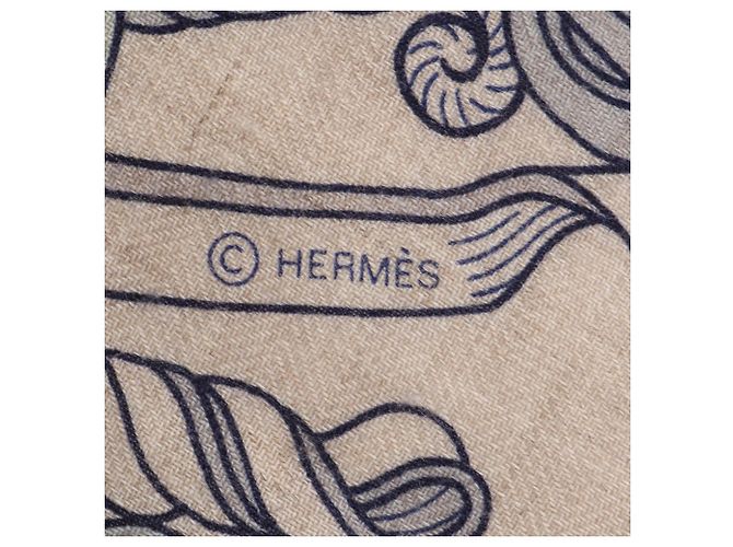 Hermès Hermes Carre Geant 140 BOUQUETS SELLIER Tuch Schal Blau Beige - Ansicht 3