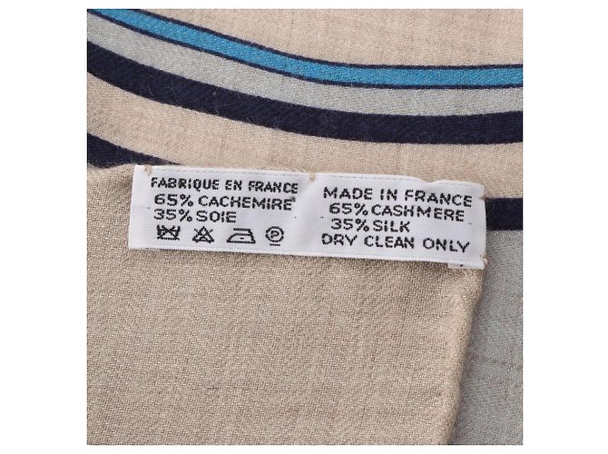 Hermès Hermes Carre Geant 140 BOUQUETS SELLIER Tuch Schal Blau Beige - Ansicht 4