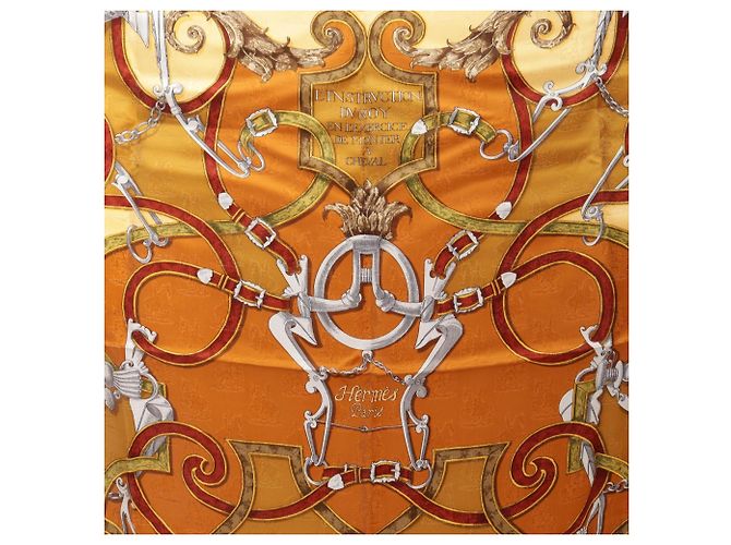 Hermès Pañuelo Hermes Carre 90 L'Instruction du Roy Castaño Multicolor Crudo - vista 6