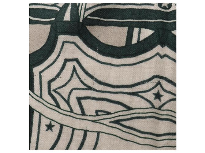 Hermès Pañuelo Hermes Carre Geant 140 Les Roues de Phaeton Castaño Verde - vista 6
