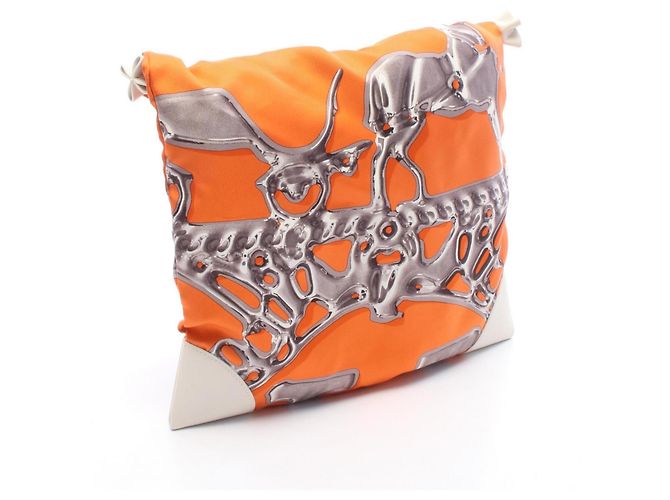 Hermès Bolsa de Ombro Hermes Silky City PM Branco Multicor Laranja - vista 2