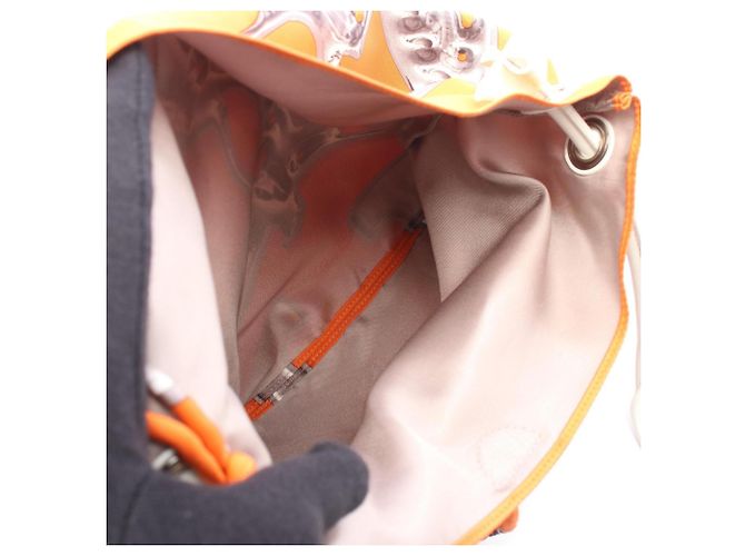 Hermès Bolsa de Ombro Hermes Silky City PM Branco Multicor Laranja - vista 3
