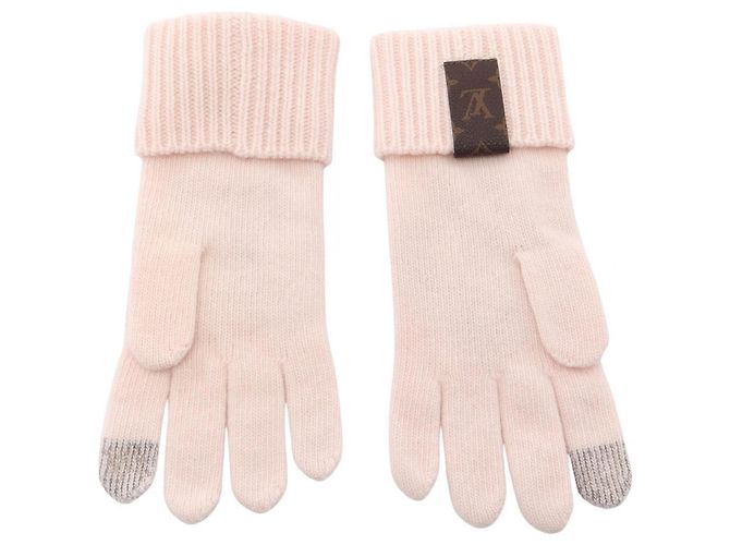 Louis Vuitton Maille LV Medallion Gloves Brown Pink - view 2