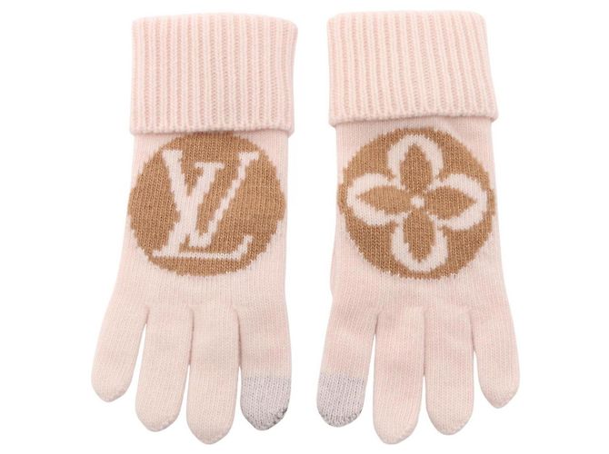 Louis Vuitton Maille LV Medallion Gloves Brown Pink - view 3