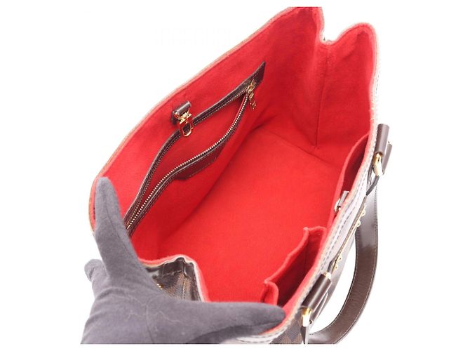 Borsa Tote Louis Vuitton Hampstead PM Damier Ebene Marrone - vista 3