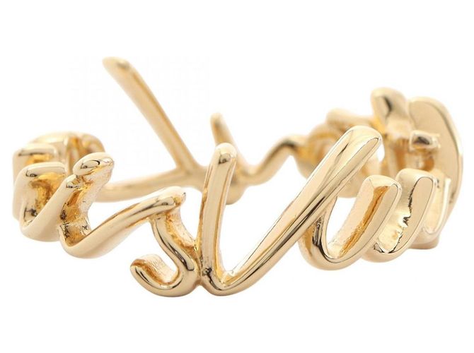 Anel de banda Louis Vuitton LV Script banhado a ouro Dourado - vista 2