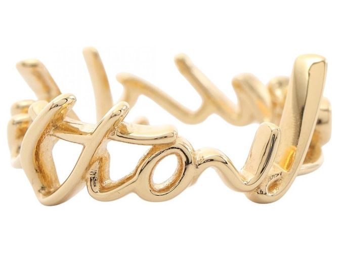 Anel de banda Louis Vuitton LV Script banhado a ouro Dourado - vista 3