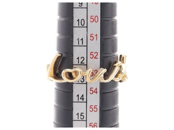 Anel de banda Louis Vuitton LV Script banhado a ouro Dourado - vista 5
