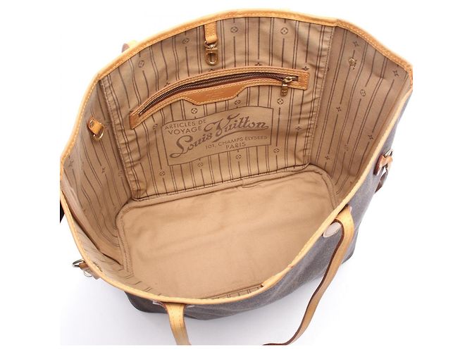 Borsa Tote Louis Vuitton Neverfull MM Monogram Marrone Monogramma - vista 3