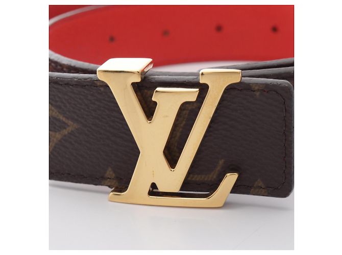 Louis Vuitton Ceinture LV Initials Monogram Reversible Leather Belt Castaño Roja Monograma - vista 2