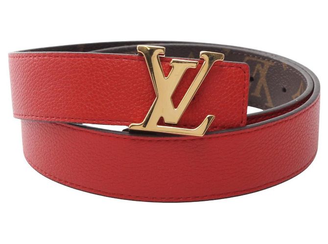 Louis Vuitton Ceinture LV Initials Monogram Reversible Leather Belt Castaño Roja Monograma - vista 5