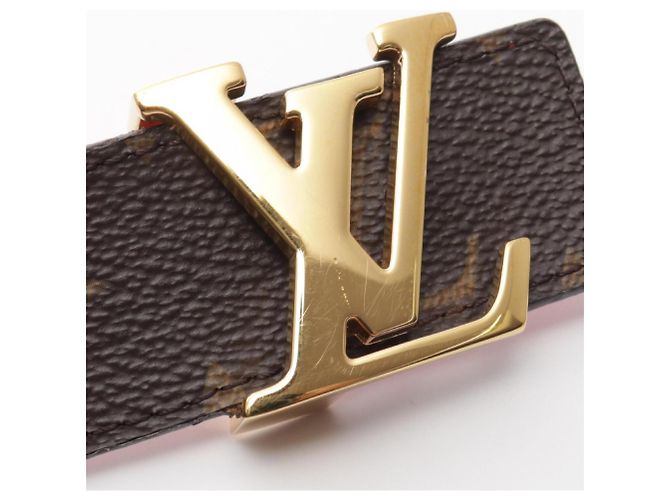Louis Vuitton Ceinture LV Initials Monogram Reversible Leather Belt Castaño Roja Monograma - vista 7