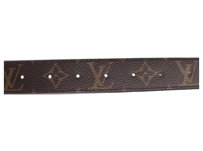 Louis Vuitton Ceinture LV Initials Monogram Reversible Leather Belt Castaño Roja Monograma - vista 9