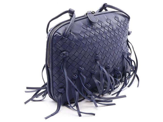Borsa a tracolla Bottega Veneta Intrecciato Navy - vista 2