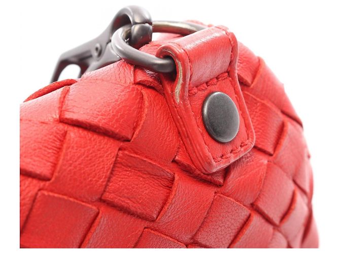 Borsa a tracolla Bottega Veneta Intrecciato in pelle rossa - vista 10