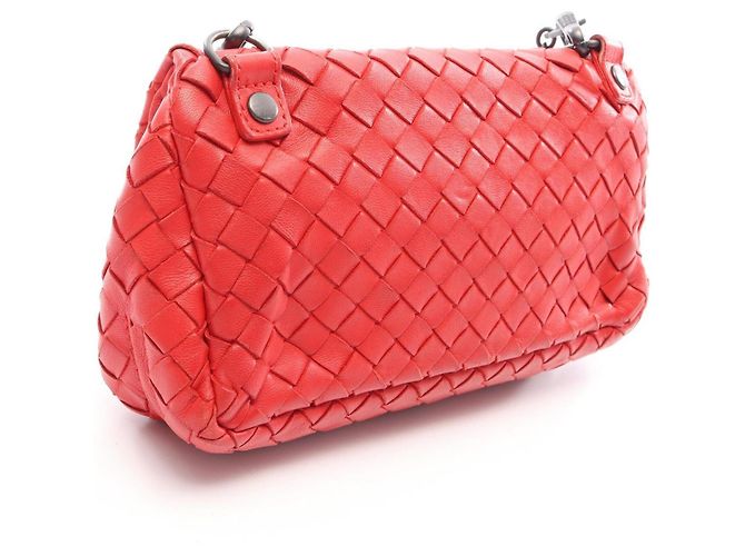 Borsa a tracolla Bottega Veneta Intrecciato in pelle rossa - vista 2