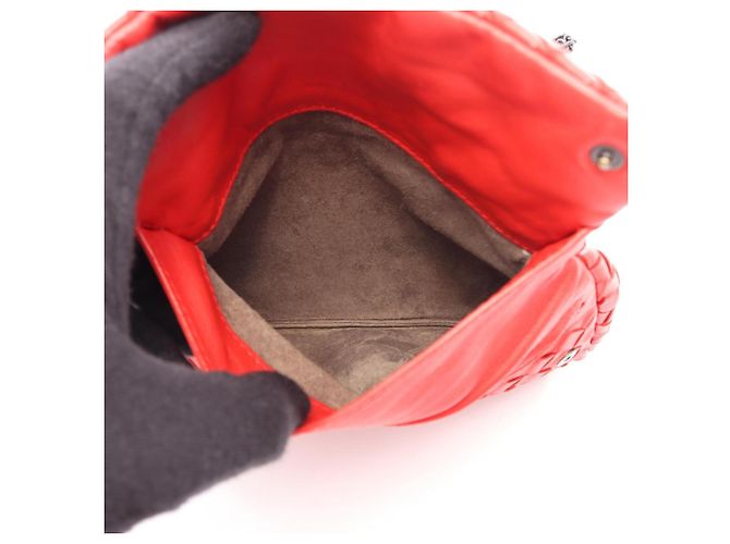 Borsa a tracolla Bottega Veneta Intrecciato in pelle rossa - vista 3