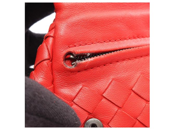 Borsa a tracolla Bottega Veneta Intrecciato in pelle rossa - vista 7