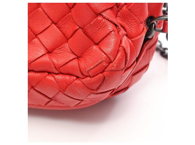 Borsa a tracolla Bottega Veneta Intrecciato in pelle rossa - vista 8