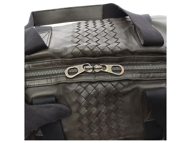 Borsa Boston Bottega Veneta Intrecciato Marrone Blu navy - vista 12