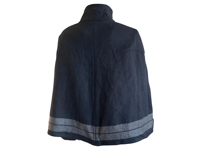 Autre Marque Capa Rodebjer em lã preta com riscas cinzentas Preto Cinza - vista 2