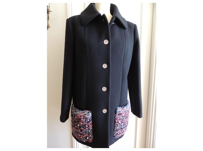 Chanel Sublime Abrigo Corto de Lana y Tweed Bordado Negro Multicolor - vista 3