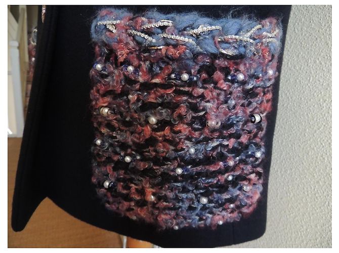 Chanel Sublime Abrigo Corto de Lana y Tweed Bordado Negro Multicolor - vista 6