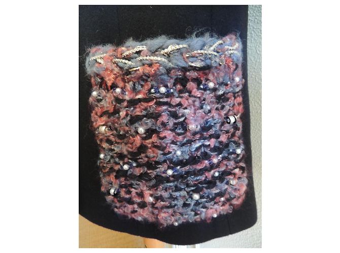 Chanel Sublime Abrigo Corto de Lana y Tweed Bordado Negro Multicolor - vista 8