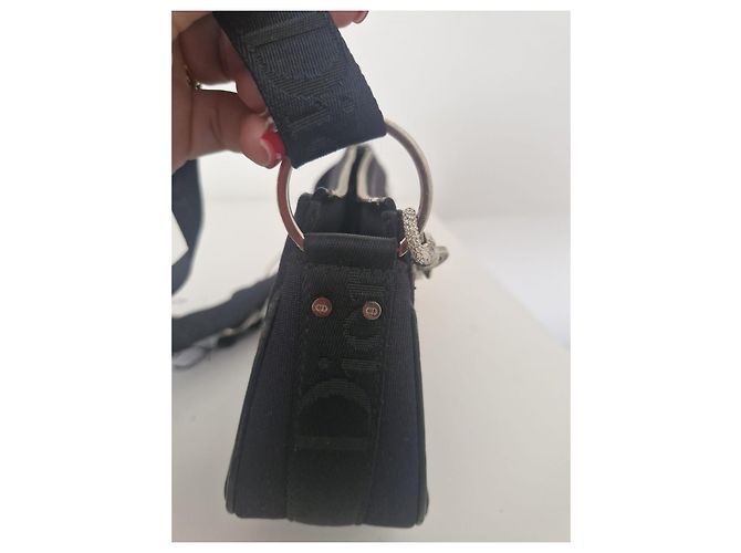 Borsa a tracolla Dior in tela nera - vista 5