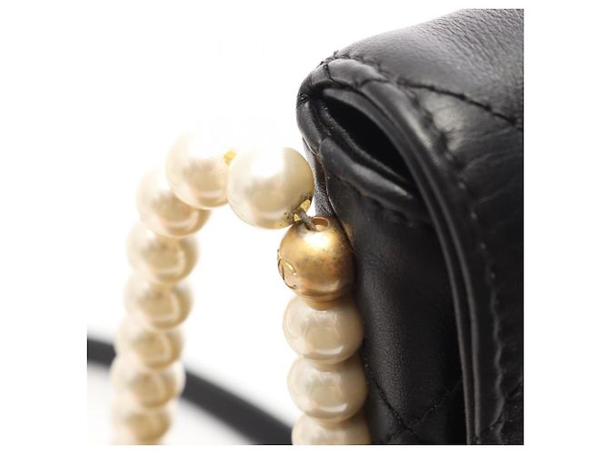 Borsa a spalla Chanel Matelassé con perle finte Nero - vista 8