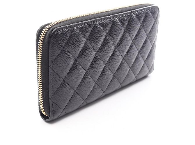Portafoglio lungo Chanel Matelassé in pelle caviale nera Nero - vista 2