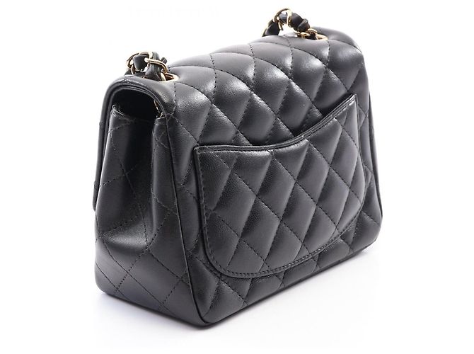Chanel Mini Matelassé Shoulder Bag in Black Lambskin - view 2