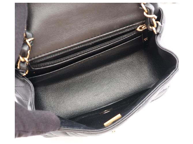 Chanel Mini Matelassé Shoulder Bag in Black Lambskin - view 3