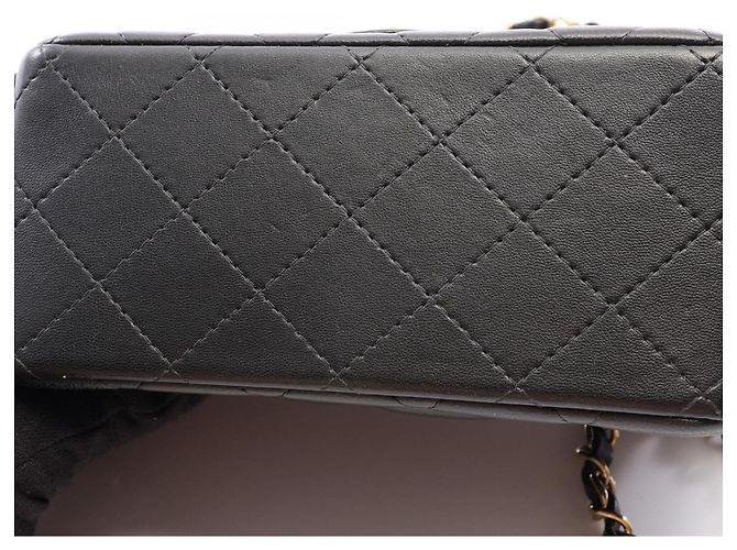 Chanel Mini Matelassé Shoulder Bag in Black Lambskin - view 8