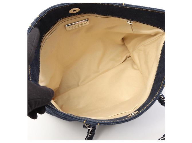 Borsa Tote di Lusso in Denim Chanel Blu navy - vista 3