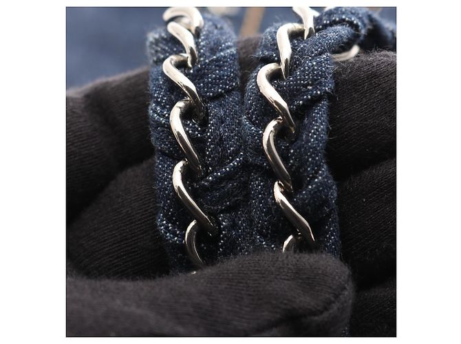 Borsa Tote di Lusso in Denim Chanel Blu navy - vista 8