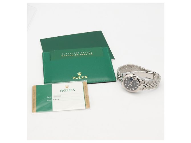 Rolex Datejust Damenarmbanduhr mit schwarzem Zifferblatt - Ansicht 10