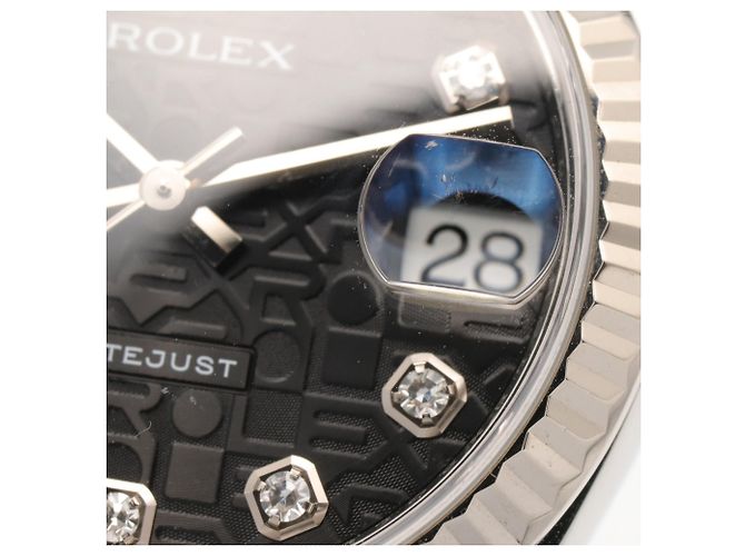 Rolex Datejust Damenarmbanduhr mit schwarzem Zifferblatt - Ansicht 11
