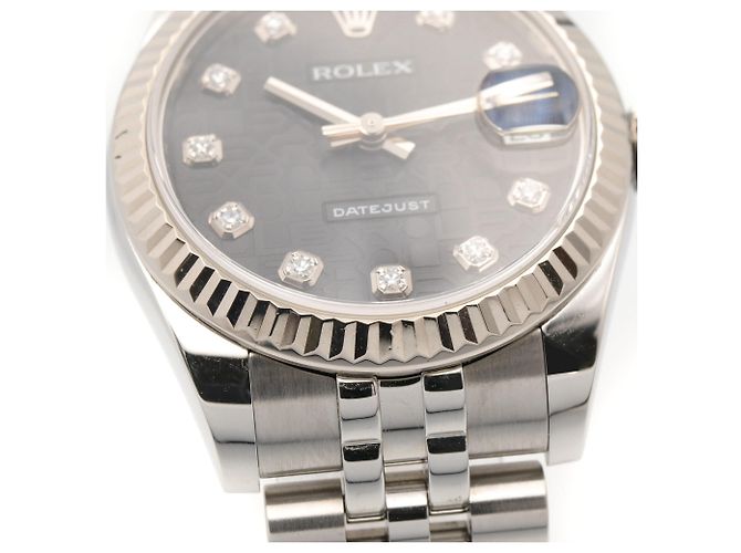 Rolex Datejust Damenarmbanduhr mit schwarzem Zifferblatt - Ansicht 12