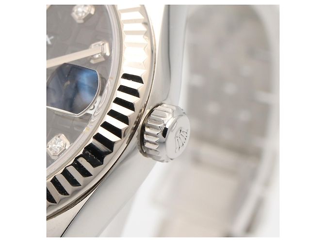 Rolex Datejust Damenarmbanduhr mit schwarzem Zifferblatt - Ansicht 6